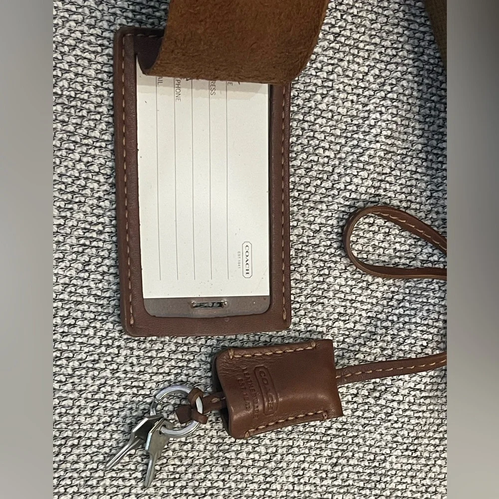 Coach Heavy Brown Leather Travel Duffel Bag with Coach Lock and Key - Picture 14 of 16